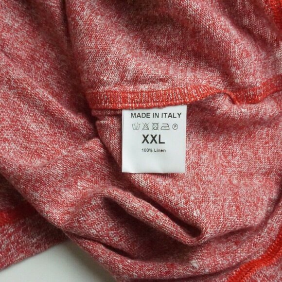 Isaia Napoli Red mi latte el corazon 100% Linen Long Sleeve Sz 2XL BRAND NEW - Picture 5 of 8